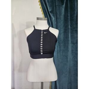 Nike Indy Dri-Fit Lattice Sports Bra Black Size Large High Neck Open Back Trend